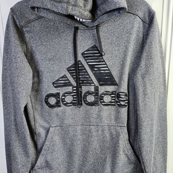 🦃 ADIDAS Ultimate Hoodie Size Medium Cozy Fleece Lined Gray Casual Winter - Picture 4 of 7